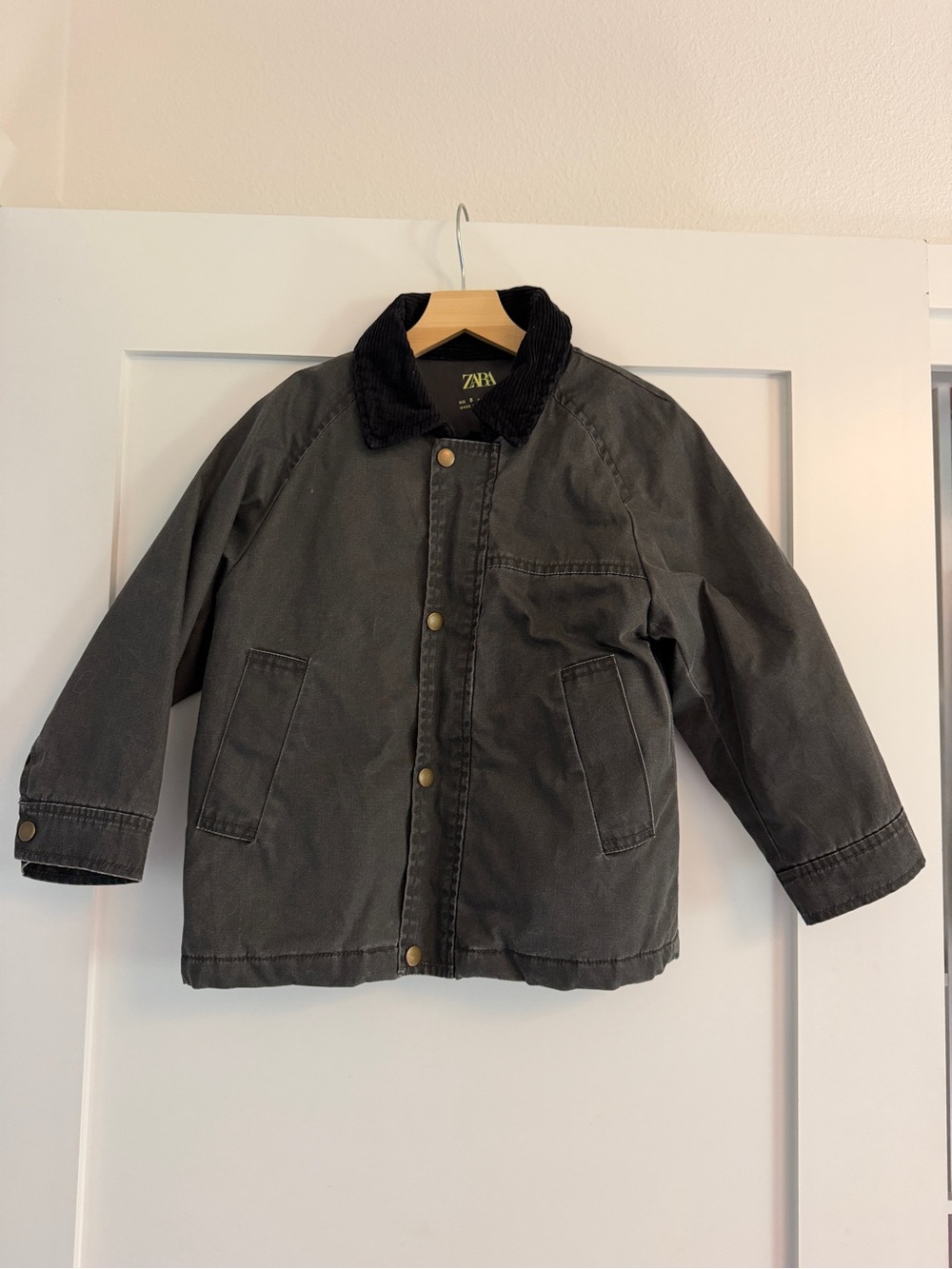ZARA Kids Charcoal Jacket with Black Corduroy Collar